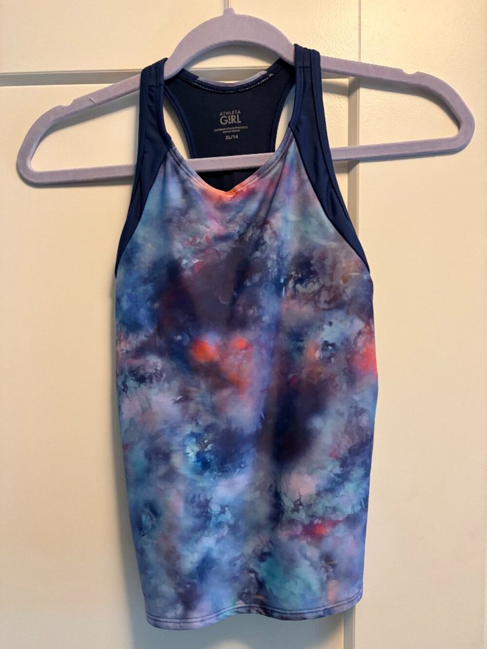 Girl's Athleta Girl Brand Multi Tie Dye High Neck Tankini Swim Top - Size 14